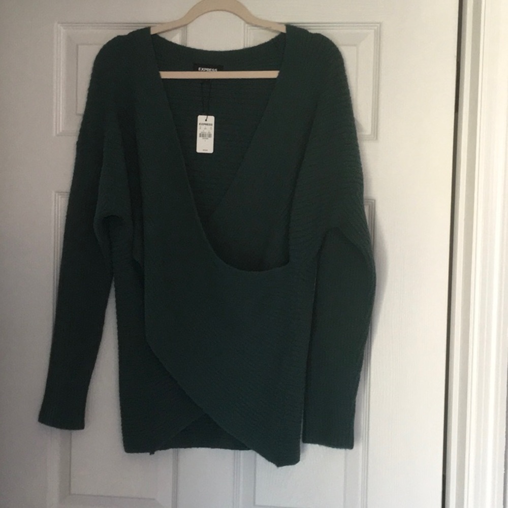 Ribbed wrap front oversized sweater